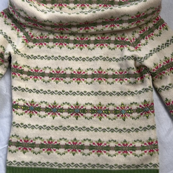 Moda International Holiday off the shoulder/cowl snowflake bling sweater szM - Picture 2 of 5